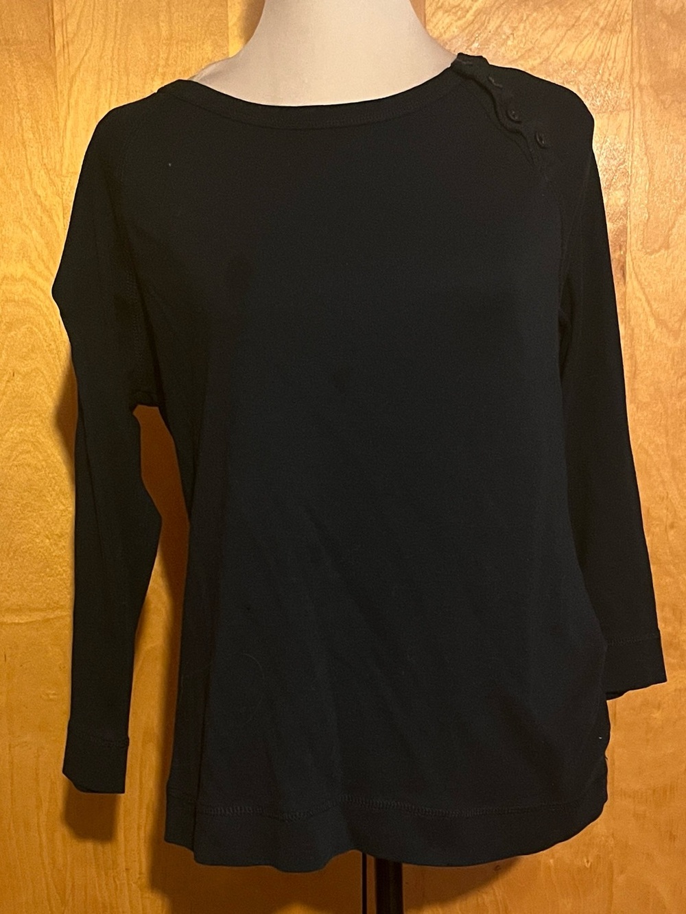 Ralph Lauren Black 3/4 Sleeve Crew Neck Top